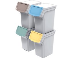 Keden - Afvalbakset / Prullenbakken - recycling - 4x20 liter - as wit