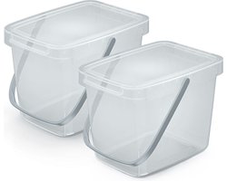 Keden GFT aanrecht afvalbak - 2x - transparant - 6L - afsluitbaar - 20 x 26 x 20 cm - klepje/hengsel - kleine prullenbakken - afval scheiden