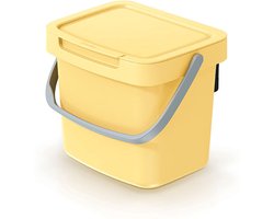 Keden GFT aanrecht afvalbak - geel - 3L - afsluitbaar - 19 x 17 x 15 cm - klepje/hengsel - afval scheiden