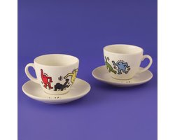 Keith Haring gekleurde porseleinen theekopjesset van 2 (220 cc)