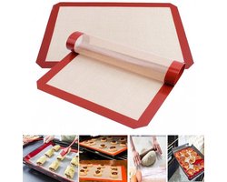 KELERINO. Siliconen Bakmat 40x30 cm - Herbruikbaar - Anti-slip - Vaatwasserbestendig - Rood
