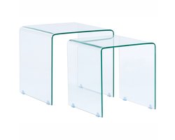 KENDALL - Bijzettafel set - Transparant - Veiligheidsglas