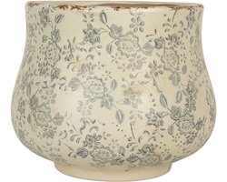 Keramiek Bloempot voor Binnen – Groen Bloemen – Rustieke Pot – Ø 21 cm – Bloemenmotief