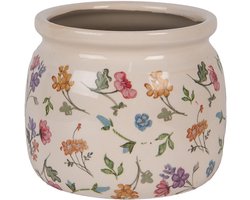 Keramiek Bloempot voor Binnen – Kleurrijke Bloemen – Rustieke Pot – Ø 16 cm – Bloemenmotief