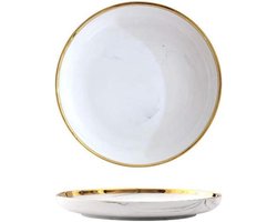 Keramiek Dinerbord - Marmeren Bord - Dagelijks Diner - Gouden Rand - 8 Inch - Goud