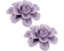 Keramiek Muurdecoratie - Bloemen Hanger - Wand Aankleden - Creatieve Vormgeving - 9x9x5 cm - Paars