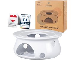 Keramiek Stövchen voor Theepot (Wit) - Theeverwarmer voor Theepot - Thee Oventje om Koffiekan Warm te Houden