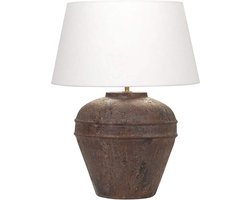 Keramiek tafellamp Midi Hampton | 1 lichts | bruin / creme | keramiek / stof | Ø 45 cm | 59 cm hoog | klassiek / landelijk / sfeervol design