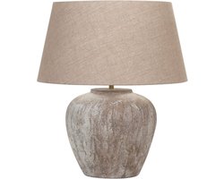 Keramiek tafellamp Midi Tom | 1 lichts | beige / bruin | keramiek / stof | Ø 35 cm | 53 cm hoog | klassiek / landelijk / sfeervol design