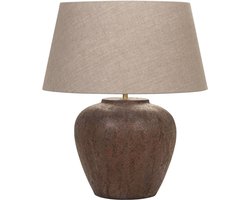 Keramiek tafellamp Midi Tom | 1 lichts | bruin | keramiek / stof | Ø 35 cm | 53 cm hoog | klassiek / landelijk / sfeervol design
