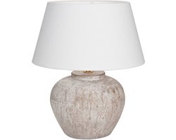 Keramiek tafellamp Mini Tom | 1 lichts | zand / beige / creme | keramiek / stof | Ø 25 cm | 44 cm hoog | landelijk / sfeervol / klassiek design