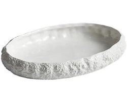 Keramieken Borden - Dinerborden Rotstextuur - Maaltijden Serveren - Artistieke Creatie - 36 cm - Zuiver Wit