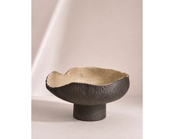Keramieken Decoratie Schaal Donkerbruin/Beige – Design Sierkom – 37,5 × 28,5 × 19 cm
