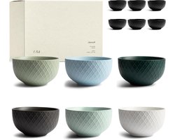 Keramieken mueslikommen - set van 6 - 850 ml - grote kommen voor muesli en soepen - soepkom - grote schaal
