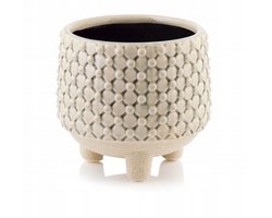 Keramieken Pottenhouder op Pootjes, beige, 12x13 cm