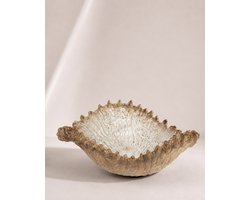 Keramieken Schelpvormige Decoratie Schaal Crème/Bruin – 47,5 × 35,5 × 16,5 cm