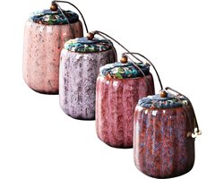 Keramieken Theepotjes / Bewaarpotjes - Set van 4 – 300 ml – Met Deksel