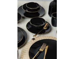 Keramika Serviesset - Ege Black/Gold - 30 delig - 6 persoons - Stoneware
