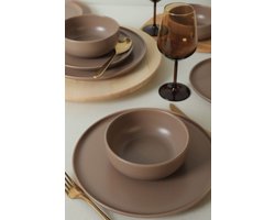 Keramika serviesset - Nordic Mat Taupe - 18 delig - 6 persoons - Stoneware
