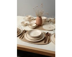 Keramika serviesset - Taupe Bloom Nordıc - 24 delig - 6 persoons - Stoneware