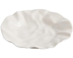 Keramisch Dinerbord - Wit bord - Dagelijks gebruik - Gerimpelde textuur - 8 inch - Zuiver wit