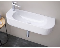 Keramisch fontein Petit 71,5x27,5cm wit, kraangat rechts