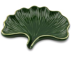 Keramisch zeepbakje in ginkgo‑bladvorm, decoratieve zeeptray, zeephouder voor douche, badkamer, keuken en wastafel, houdt zeep droog en eenvoudig schoon te maken – Groen