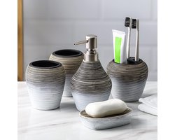 Keramische badkamerset - 5 stuks - badkameraccessoires set - Europese stijl