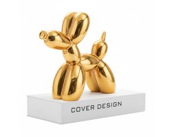 Keramische Ballon Hond Sculptuur '' Gold / Goud kleurig '' Mini 11CM Abstract Decoratie voor Huis & Kantoor