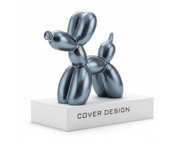 Keramische Ballon Hond Sculptuur '' Staal Blauw '' Mini 11CM Abstract Decoratie voor Huis & Kantoor