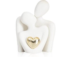 Keramische beeldjes sculptuur voor huisdecoratie en woonkamer - Modern standbeeld van een paar - Decoratieve sculpturen set in wit
