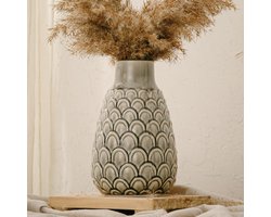 Keramische bloemenvaas, 23 cm decoratieve vazen voor bloemen, grijze rustieke boerderijvaas voor huisdecoratie, tafelstukken, badkamer, woonkamer, plank, salontafel, mantel, entree, slaapkamer, keuken