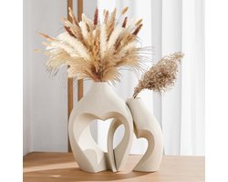 Keramische Bloemenvaas - Hartvormige Vazenset - Matte Textuur - Boheemse Stijl - voor Huisdecoratie Woonkamer, Bruiloftstafelstukken - 2 Stuks