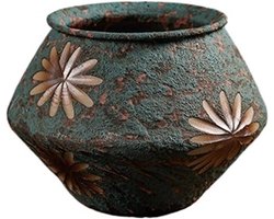 Keramische Bloempot - Decoratieve Vaas - Planten Binnen - Vintage Stijl - 10x10x10 mm - Multicolor