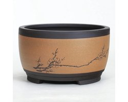 Keramische bloempot - Plantenbak decoratie - Planten verpotten - Met drainagegat - 17x21 cm - Messing