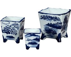 Keramische Bloempot - Porselein Plantenbak - Planten Decoratie - Chinese Stijl Ontwerp - Niet Gespecificeerd - Blauw Wit