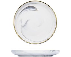 Keramische Dinerborden - Porseleinen Borden - Feestelijk Dineren - Phnom Penh Marmer Design - 26 cm - Wit