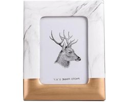 Keramische Fotolijst - Marmeren Ornament - Foto's Tonen - Met Gouden Accent - 6-inch - Goud