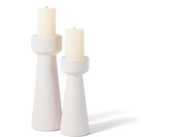 Keramische Kandelaars Set - Retro Wit - Set van 2 - Hoogwaardig Materiaal