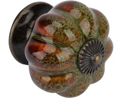 Keramische Knop - Meubelgreep - Kast Decoratie - Uniek Pompoen Design - 4 cm - Leopard Groen