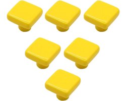 Keramische Knopjes - Ladegreep Vierkant - Meubels Opknappen - Set van 6 - 32 mm - Geel
