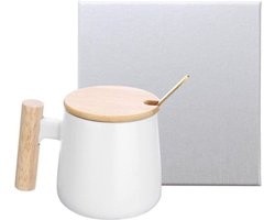 Keramische Koffiemok Set 32 ml Houten Handvat Thee Koffie Keramische Handgemaakt - Wit