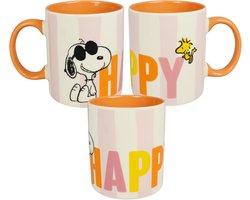 Keramische Koffiemok Wit/Oranje met Vrolijk Design 320 ml