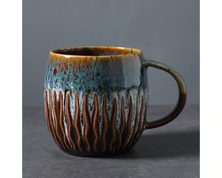 Keramische Koffiemokken - Hoge Beker met Handgreep - Grote Capaciteit - Huishoudelijk & Kantoor - 600ML