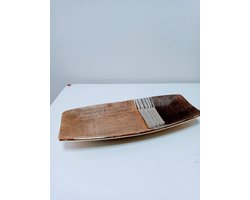 Keramische Kom - Decoratieve Schaal - Woonkamer Decoratie - Warm Uiterlijk - 33 cm Lengte - Bruin Goud