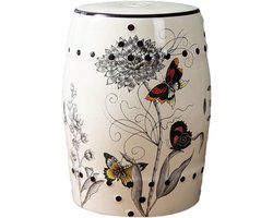 Keramische Kruk - Decoratieve Trommel - Tuin Decoratie - Handgemaakte Stijl - 28x32x46cm - Multicolor