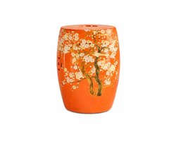 Keramische kruk - Oranje Bloesem - Bijzettafel