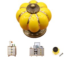 Keramische ladegrepen - Pompoenvormige keramische meubelgrepen - Kastgrepen - Vintage keramische deurgrepen -geel - Geschikt voor keukenkasten lades en kaptafels