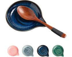 Keramische lepelhouder voor op het fornuis - Hittebestendig keukenrek - Keukengerei rek - Kan gebruikt worden als koffielepelhouder of spatelhouder - Geschikt voor lepels, soeplepels of tangen - Lepel niet inbegrepen - Blauw