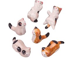 Keramische Lucky Cat Eetstokjes Houder - 6 Stuks voor Woondecoratie